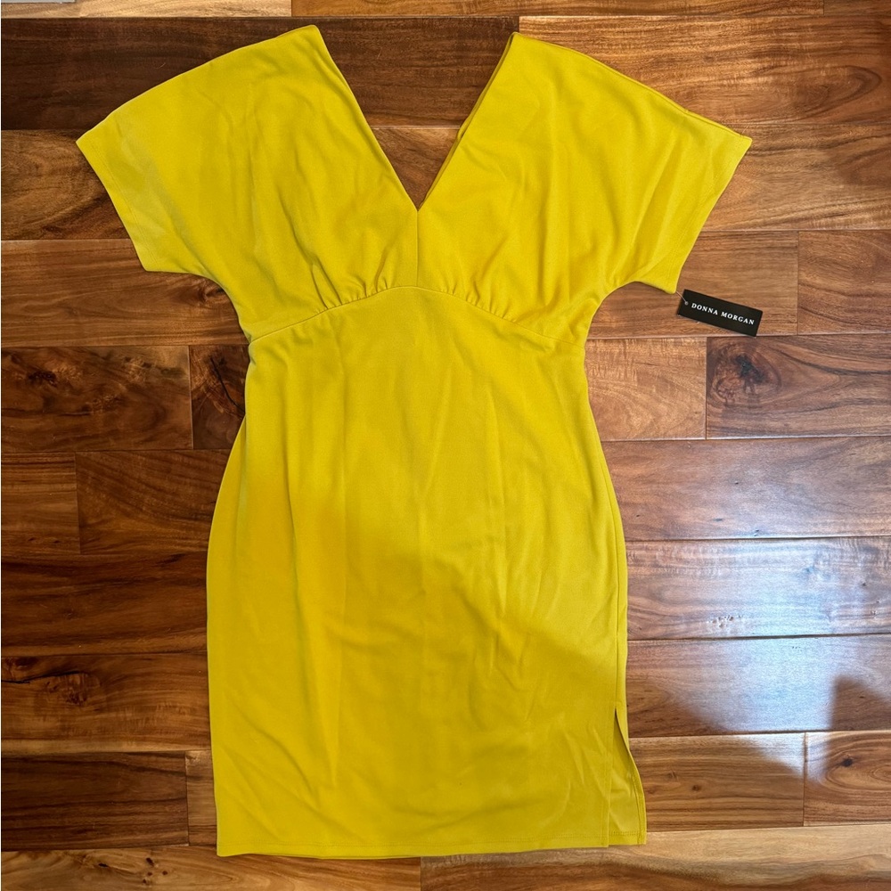 Women's V-Neck Draped Sleeve Sheath Dress